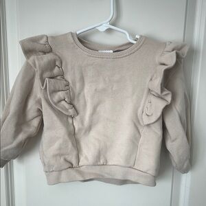 Zara Kids Ruffle Sleeve Cream Sweatshirt